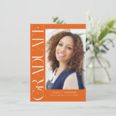 Budget Sinaasappel Modern Vertical Two Photo Afstu Kaart (Staand voorkant)