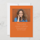 Budget Sinaasappel Modern Vertical Two Photo Afstu Kaart (Achterkant)