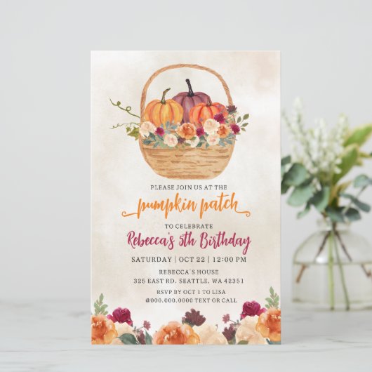 Budget Sinaasappel Pompoen Patch Verjaardagsuitnod (Staand voorkant)