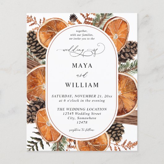 Budget Sinaasappels Rustic Holiday Weddenschap (Voorkant)