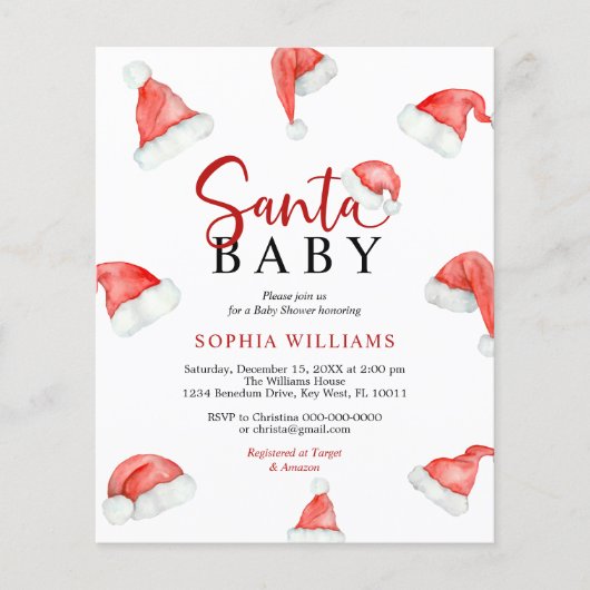 Budget Sinterklaas Baby Kerst Baby Shower Uitnodig (Voorkant)