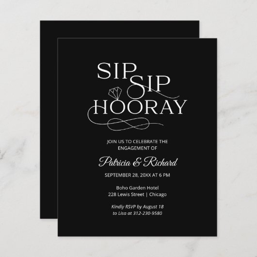 Budget Sip Sip Hooray Engagement Party (Voorkant / Achterkant)