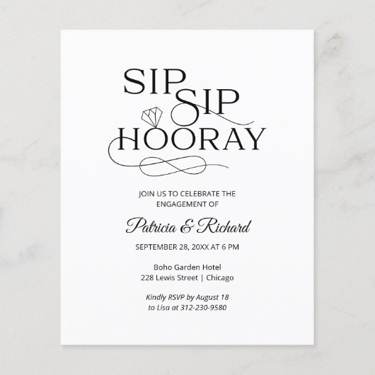 Budget Sip Sip Hooray Engagement Party (Voorkant)