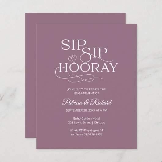 Budget Sip Sip Hooray Engagement Party (Voorkant / Achterkant)