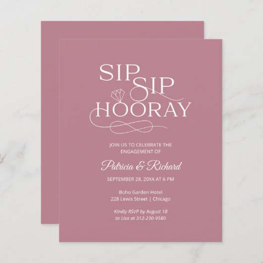 Budget Sip Sip Hooray Engagement Party (Voorkant / Achterkant)