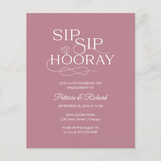 Budget Sip Sip Hooray Engagement Party (Voorkant)