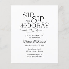 Budget Sip Sip Hooray Verloving Feest Uitnodiging