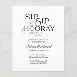 Budget Sip Sip Hooray Verloving Feest Uitnodiging
