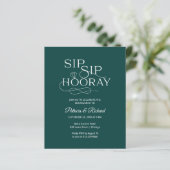 Budget Sip Sip Hooray Verloving Feest Uitnodiging (Staand voorkant)