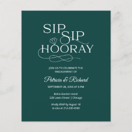 Budget Sip Sip Hooray Verloving Feest Uitnodiging