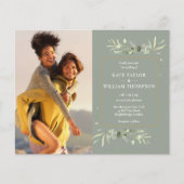 Budget Sjabloon voor Trouwkaart met Groene Element (Voorkant)