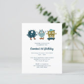 Budget Skateboard Monsters 1st Birthday Uitnodigin (Staand voorkant)