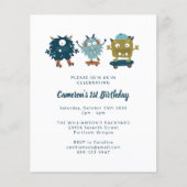 Budget Skateboard Monsters 1st Birthday Uitnodigin (Voorkant)