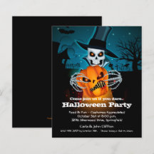 Budget Skeleton en Pumpkin Halloween Uitnodigingen