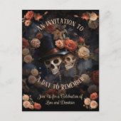 Budget Skeletten RSVP Gotische bruiloft uitnodigin Briefkaart (Voorkant)