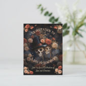 Budget Skeletten RSVP Gotische bruiloft uitnodigin Briefkaart (Staand voorkant)