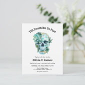 Budget Skull Gothic Halloween Uitnodiging (Staand voorkant)