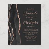 Budget Slate Black Roos Gold Agate Wedding Invite (Voorkant)