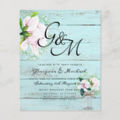 BUDGET Sletter Roze Magnolia Chic Trouw Uitnodigin (Voorkant)