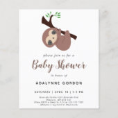 Budget Sloth Baby shower Boy Schattig Animal (Voorkant)