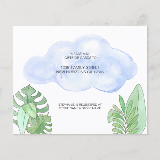 Budget Sloth Boy Baby shower per mail uitnodiging (Achterkant)