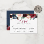 Budget Small RSVP | Blauwe bloem van de Rode marin Notitiekaartje (Voorkant / Achterkant in situ)