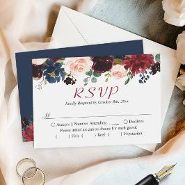 Budget Small RSVP | Blauwe bloem van de Rode marin Notitiekaartje