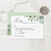 Budget Small RSVP | Greenery Eucalyptus Leaves Notitiekaartje (Voorkant / Achterkant in situ)
