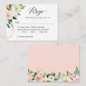 Budget Small Wedding RSVP | Blush roze bloemen Notitiekaartje (Voorkant / Achterkant)