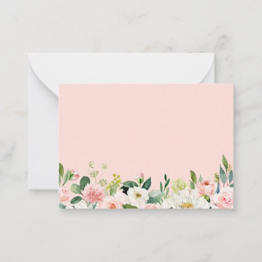 Budget Small Wedding RSVP | Blush roze bloemen Notitiekaartje (Achterkant)