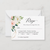 Budget Small Wedding RSVP | Blush roze bloemen Notitiekaartje (Voorkant)