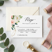 Budget Small Wedding RSVP | Blush roze bloemen Notitiekaartje