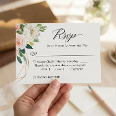 Budget Small Wedding RSVP | Blush roze bloemen Notitiekaartje