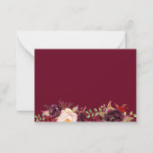 Budget Small Wedding RSVP | Burgundy Blush Floral Notitiekaartje (Achterkant)