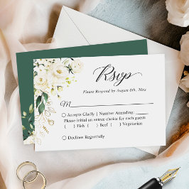 Budget Small Wedding RSVP | Witte rozenbloem Notitiekaartje