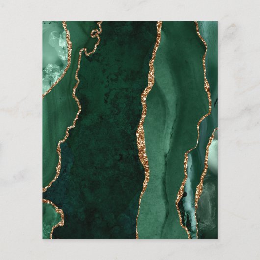 Budget Smaragd Goud Agate Groen Script Bruiloft (Achterkant)