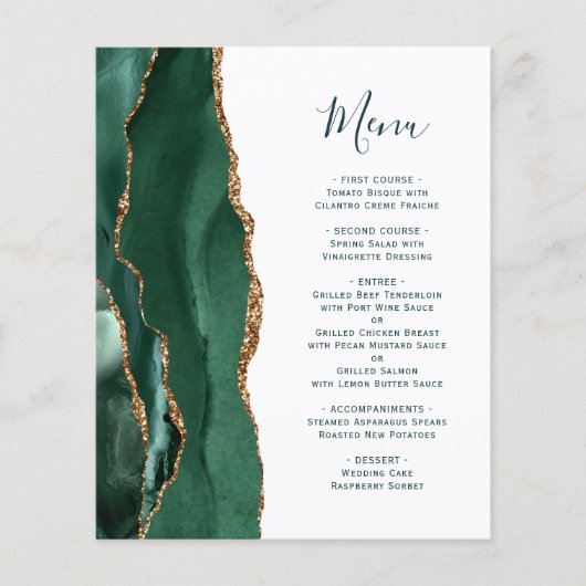 Budget Smaragd Goud Agate Groen Script Bruiloft (Voorkant)