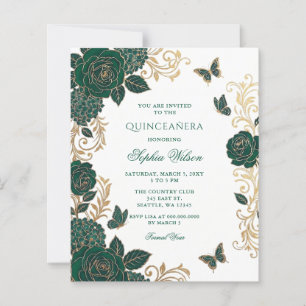 Budget Smaragd Gouden Bloemvlinder Quinceañera