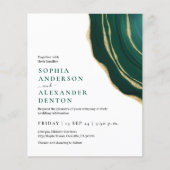 Budget smaragd groen Foto QR code bruiloft uitnodi (Voorkant)