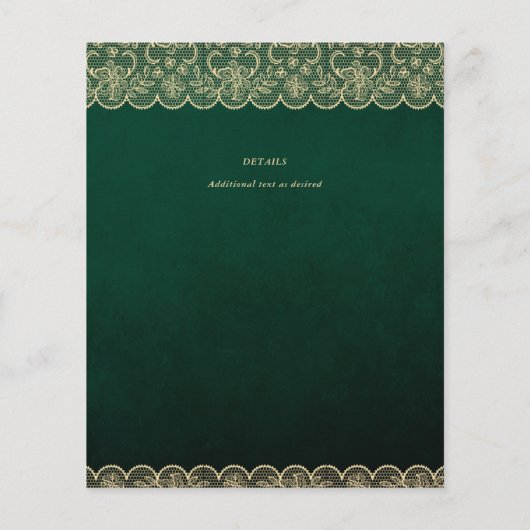 BUDGET Smaragd Groen Goud Kant Rustieke Bruiloft (Achterkant)