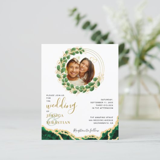 Budget Smaragd Groene Eucalyptus Agaat Bruiloft (Staand voorkant)