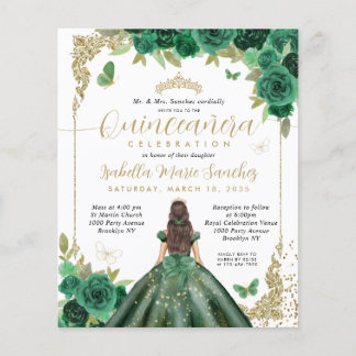 Budget Smaragdgroen Gouden Princess Quinceañera