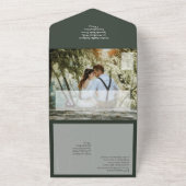 BUDGET Smaragdgroen Monochroom Tekst All In One Uitnodiging (Buitenkant)