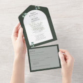 BUDGET Smaragdgroen Monochroom Tekst All In One Uitnodiging (Afscheurbaar)