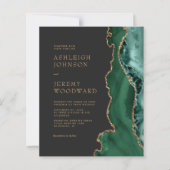 Budget Smaragdgroene Agaat Gouden Trouw Uitnodigin (Voorkant)