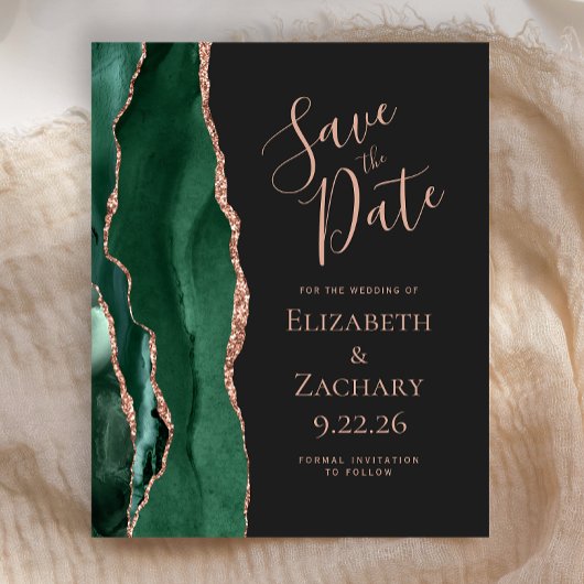 Budget Smaragdgroene Agaat Roze Goud Save the Date