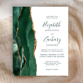 Budget Smaragdgroene Gouden Agaat Script Bruiloft