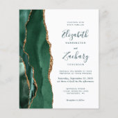 Budget Smaragdgroene Gouden Agaat Script Bruiloft (Voorkant)
