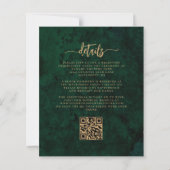 Budget Smaragdgroene Gouden Bloem QR Code Bruiloft (Achterkant)