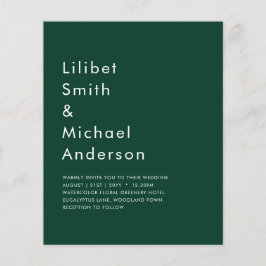 BUDGET Smaragdgroene monochrome trouwdag Flyer